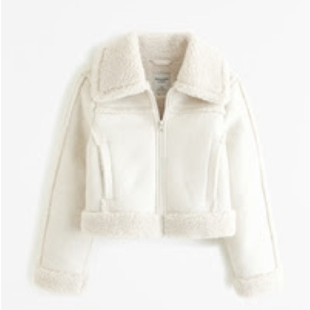 Cropped Vegan Suede Sherpa Jacket